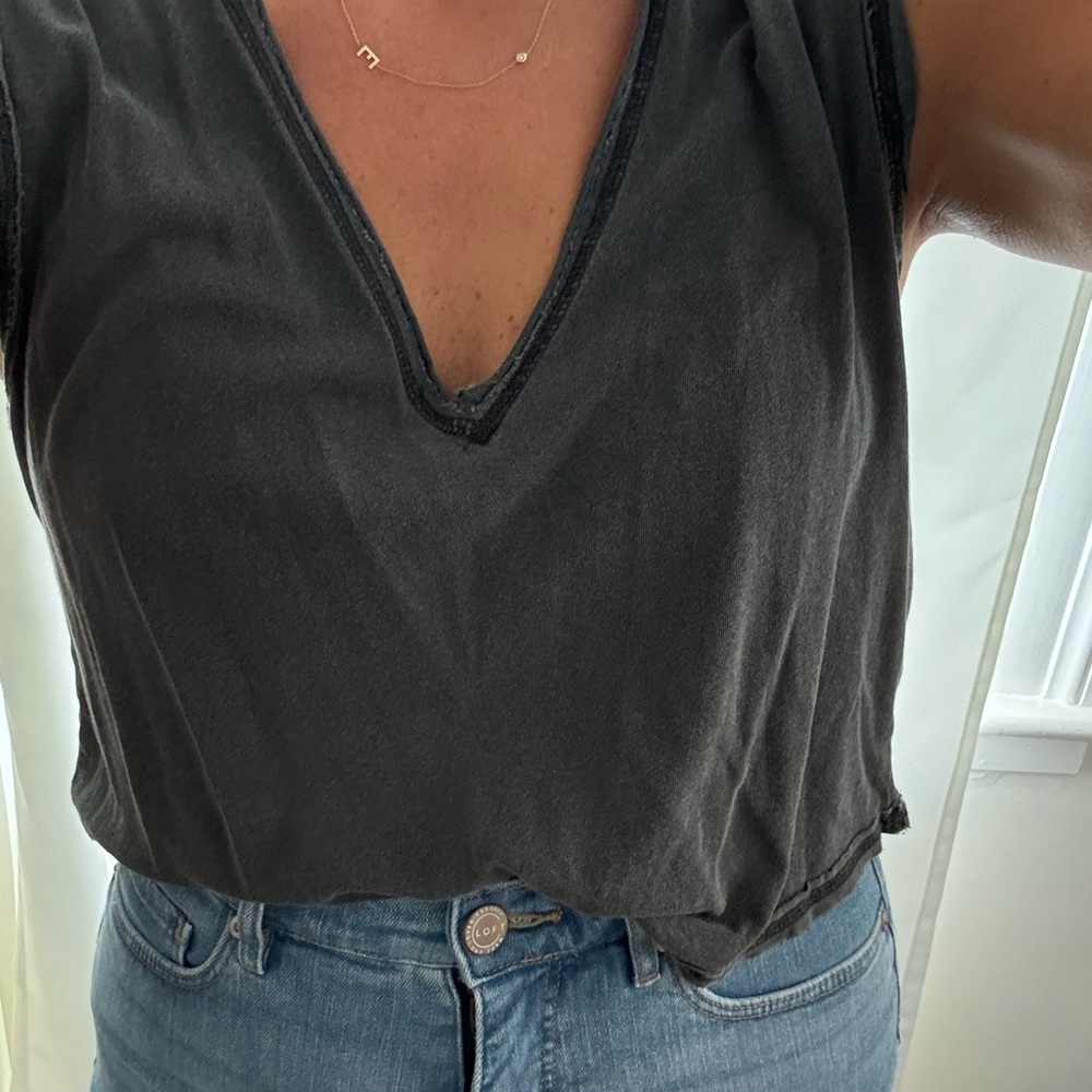 Free People Charcoal V-NeckTank Top